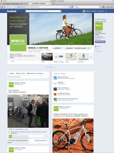 Screenshot Facebook-Seite <span class='special'>W i r s o l</span> E-Motion