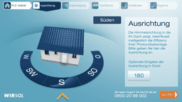Screenshot des Dachkalkulators