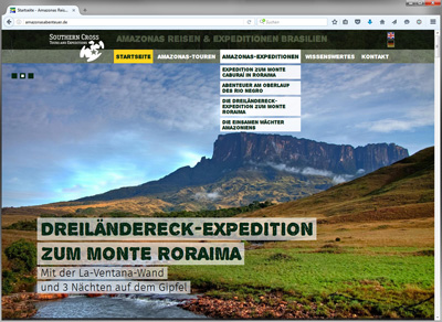 Website Southern Cross Tours Amazonasreisen