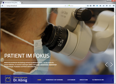 Website König Zahnärzte