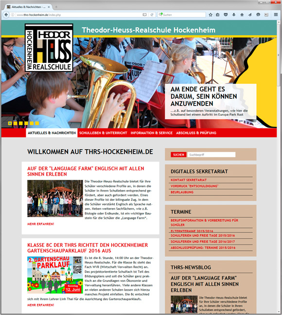 Die neue Website der Theodor-Heuss-Realschule Hockenheim